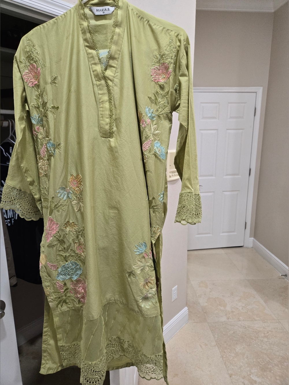 3PC MARIA B Olive Green Embroidered PAKISTANI OUTFIT